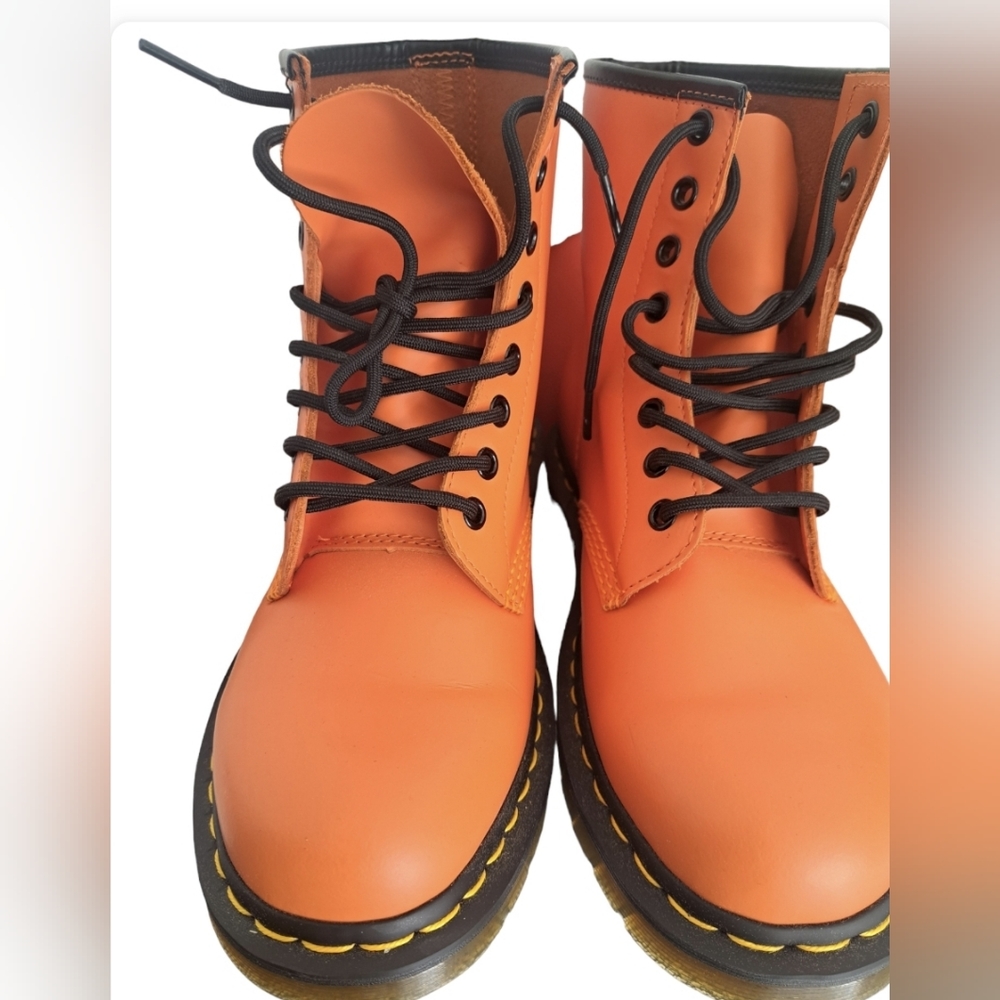 Dr Martens orange leather boots